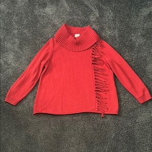 Chico’s Red Women's Sweater with Fringe Detail